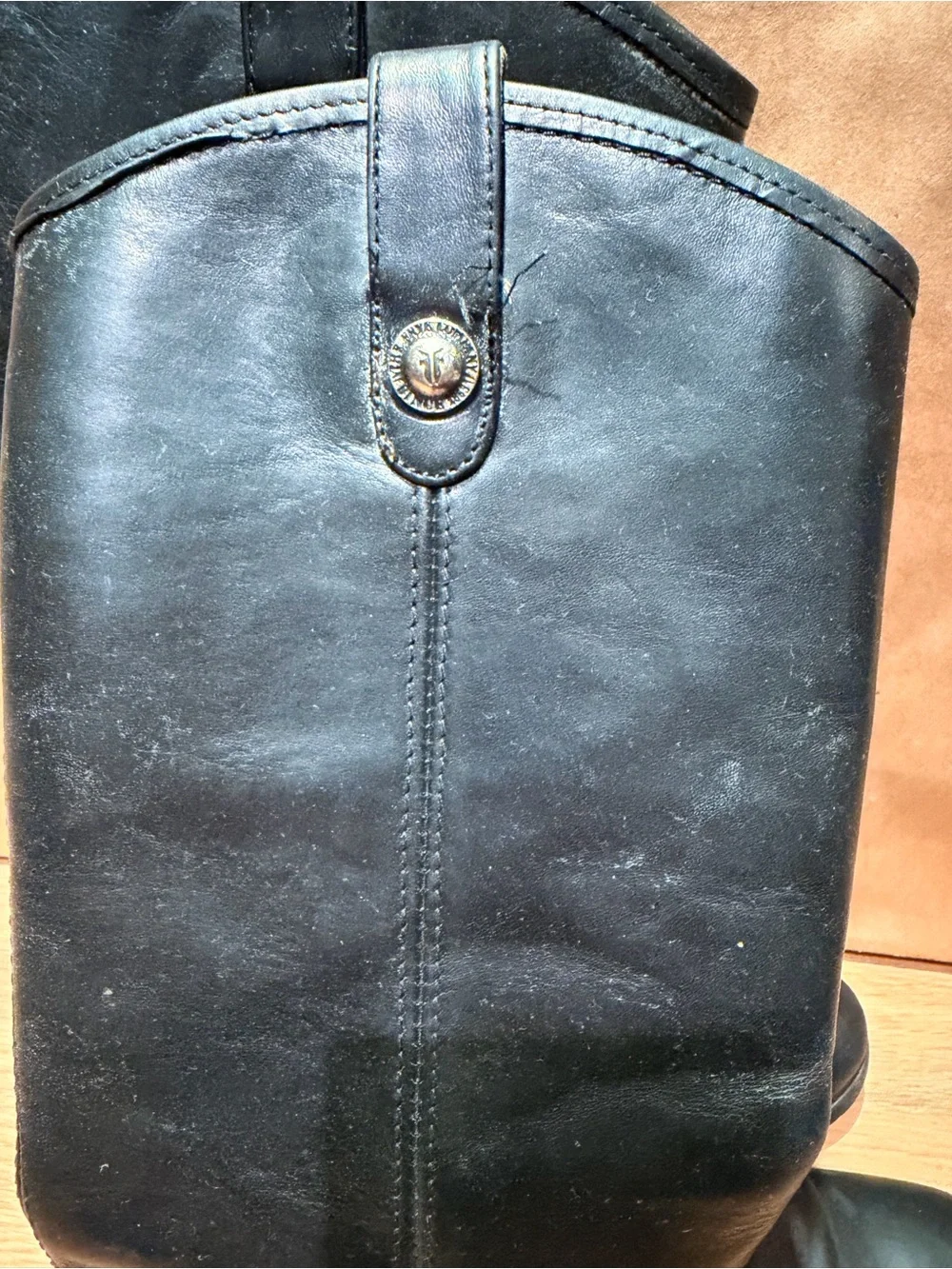 Frye Black MELISSA BUTTON 2 WIDE CALF